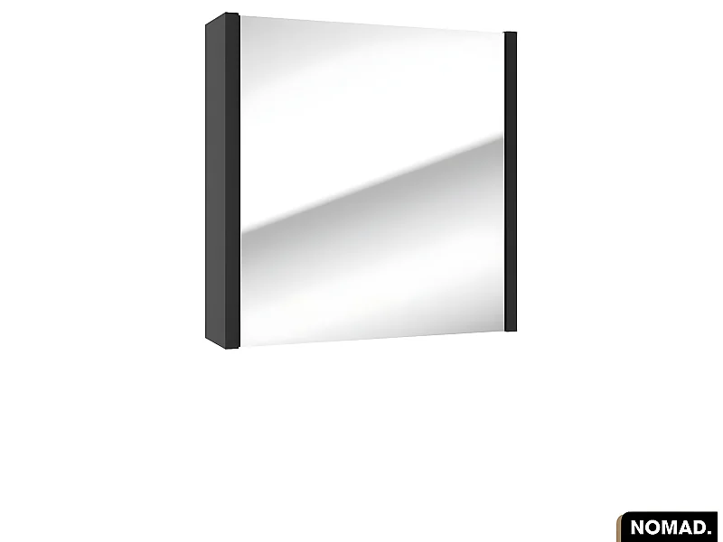 Amoire/Miroir de salle de bain | NOMAD | NOIR | 60 x 60 x 15 cm