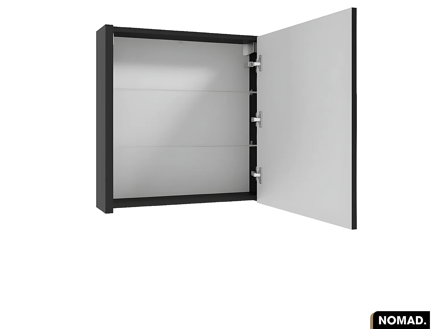 Amoire/Miroir de salle de bain | NOMAD | NOIR | 60 x 60 x 15 cm