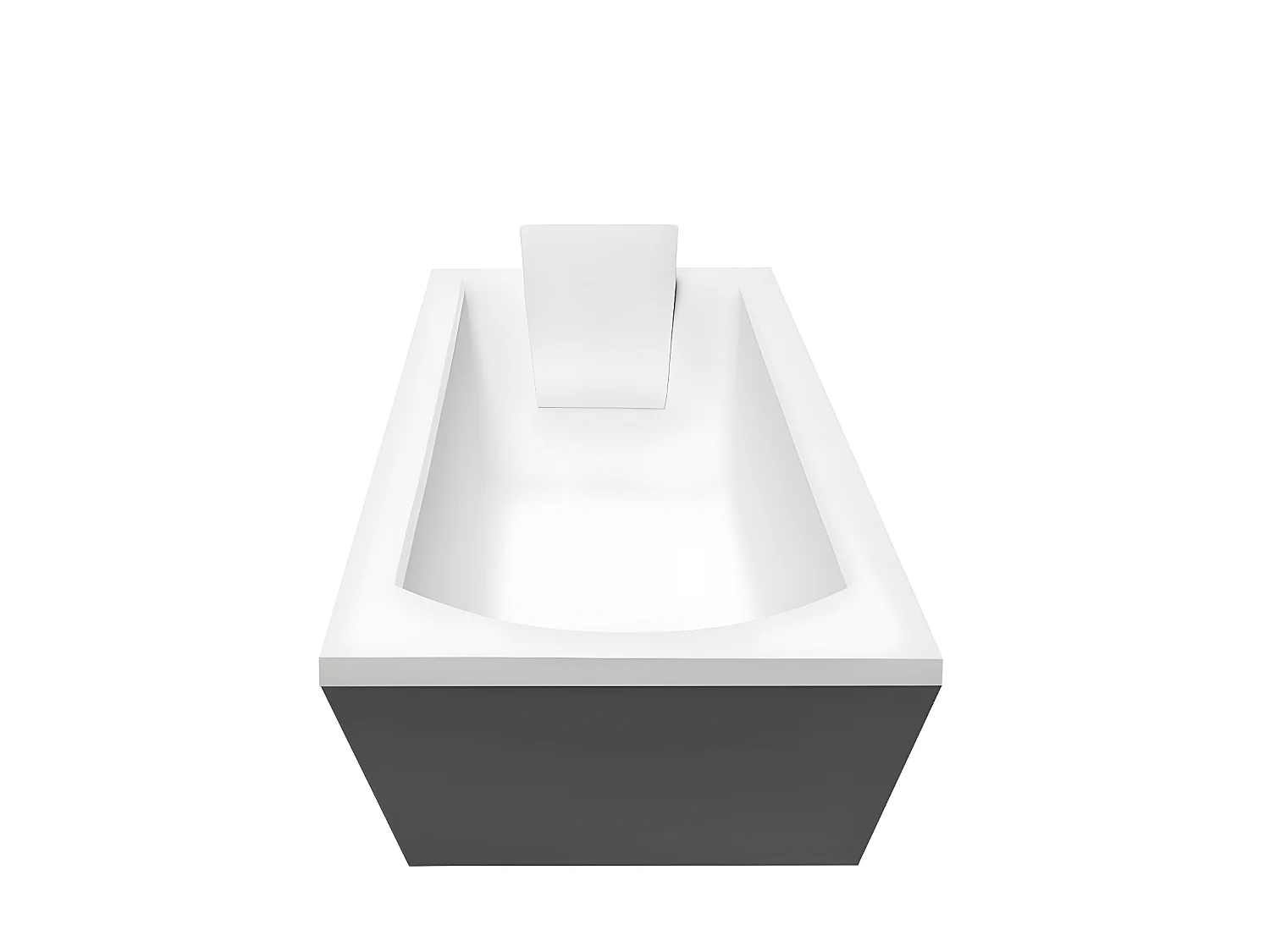 Baignoire rectangulaire + tablier noir + repose tête - SHEA - 180 x 80 cm