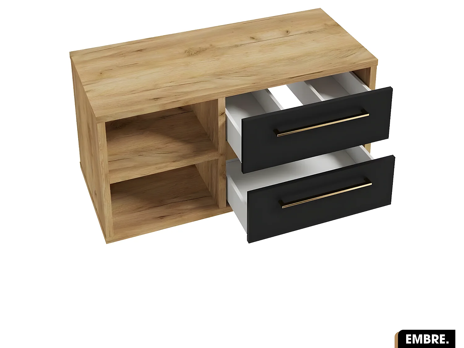 Ensemble meuble sous vasque avec vasque à poser - Siphon OFFERT | EMBRE | Noir | 100 x 50 x 45 cm