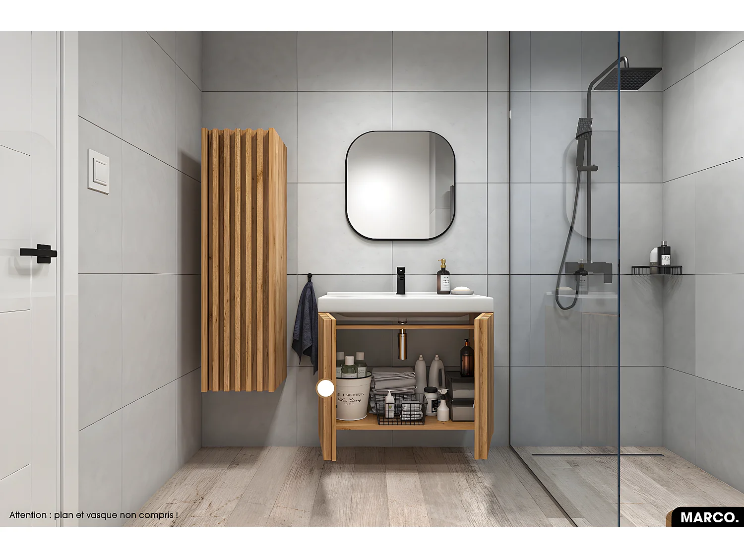 Meuble sous vasque - version portes | MARCO | OAK | 60 x 56 x 45 cm