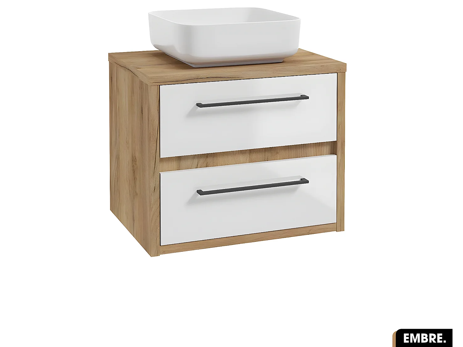 Ensemble meuble sous vasque avec vasque à poser - Siphon OFFERT | EMBRE | Blanc | 60 x 50 x 45 cm