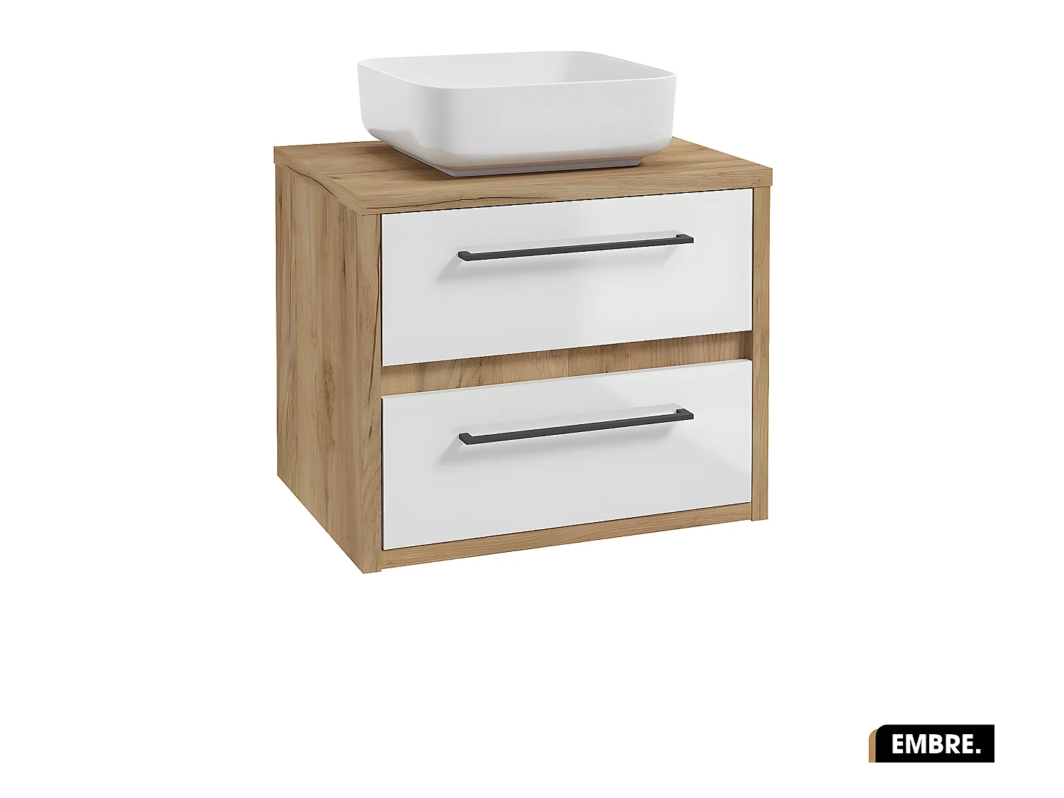 Ensemble meuble sous vasque avec vasque à poser - Siphon OFFERT | EMBRE | Blanc | 60 x 50 x 45 cm