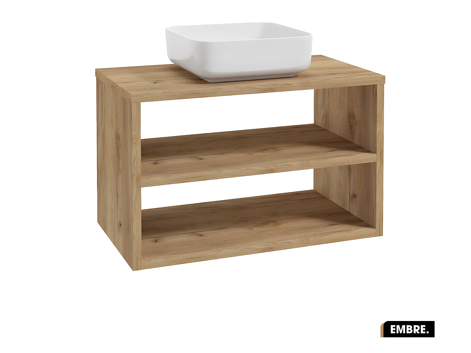 Ensemble meuble sous vasque avec vasque à poser - Siphon OFFERT | EMBRE | OAK | 80 x 50 x 45 cm