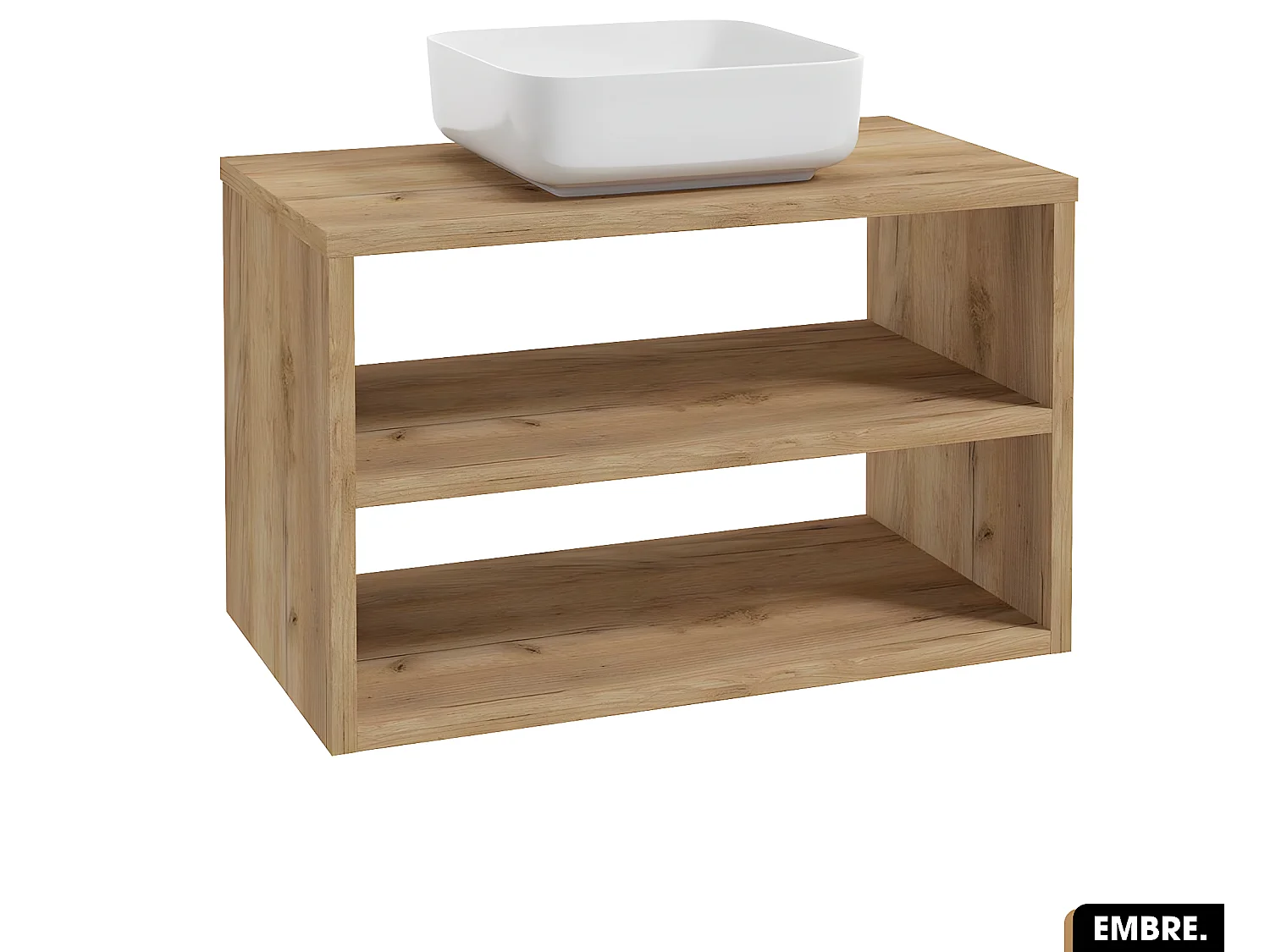 Ensemble meuble sous vasque avec vasque à poser - Siphon OFFERT | EMBRE | OAK | 80 x 50 x 45 cm