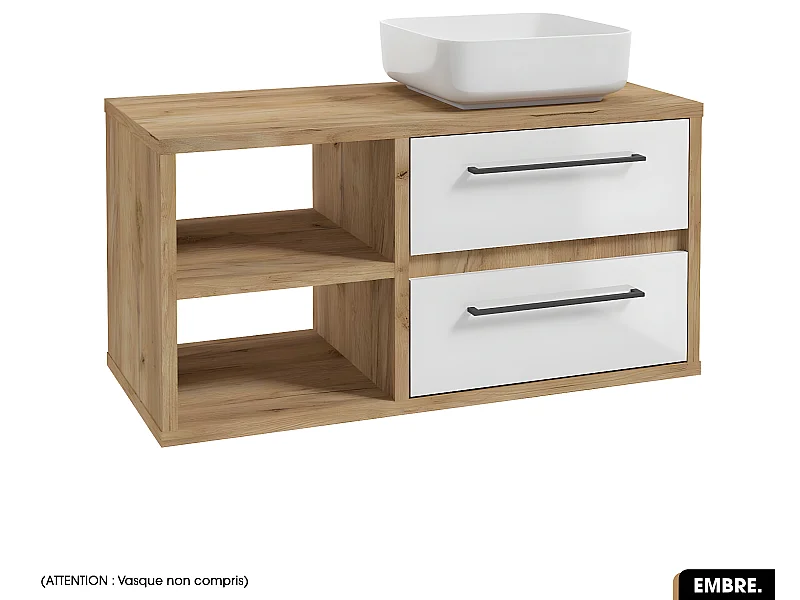 Meuble sous vasque | EMBRE | Blanc | 100 x 50 x 45 cm
