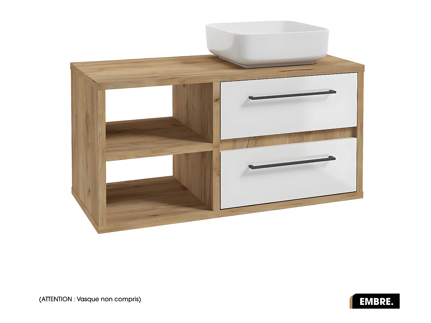 Meuble sous vasque | EMBRE | Blanc | 100 x 50 x 45 cm