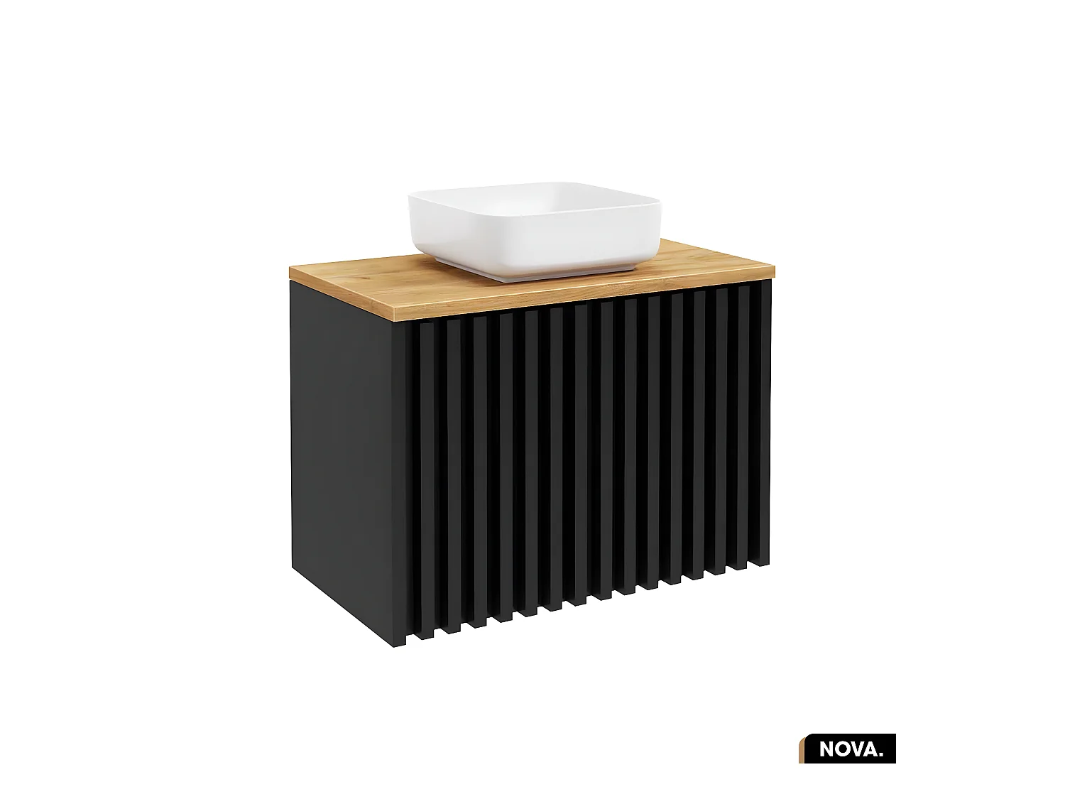 Meuble sous vasque - version portes | NOVA | NOIR | 80 x 56 x 45 cm