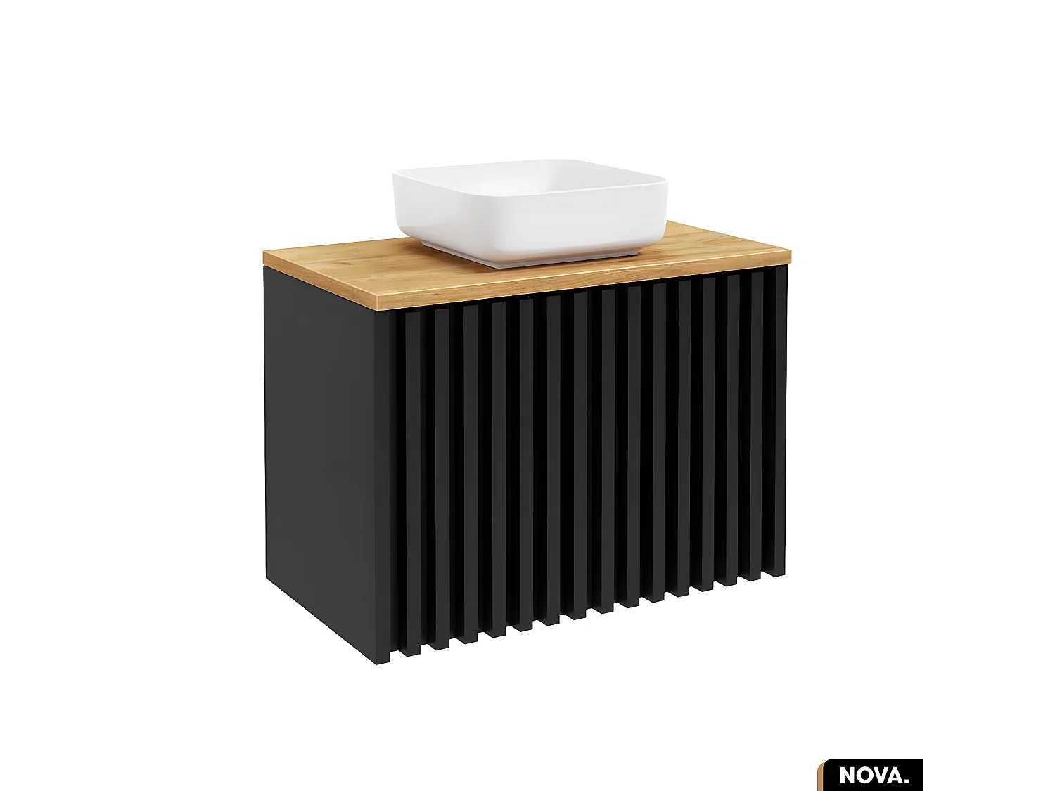 Meuble sous vasque - version portes | NOVA | NOIR | 80 x 56 x 45 cm