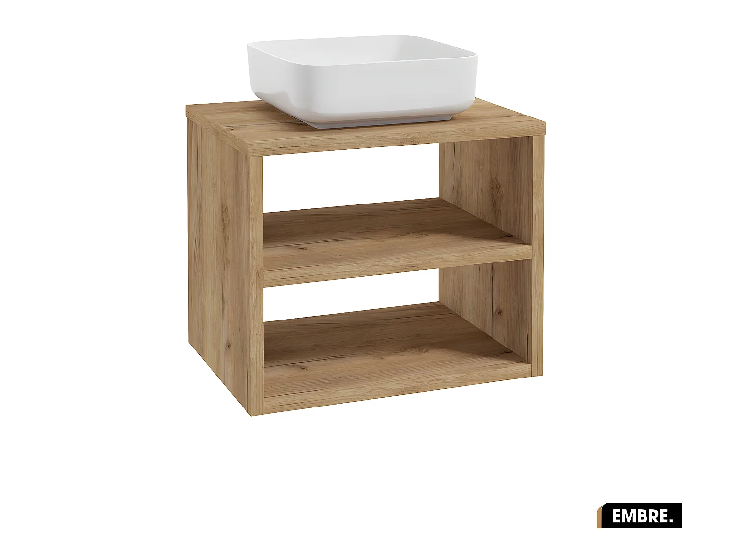 Ensemble meuble sous vasque avec vasque à poser - Siphon OFFERT | EMBRE | OAK | 60 x 50 x 45 cm