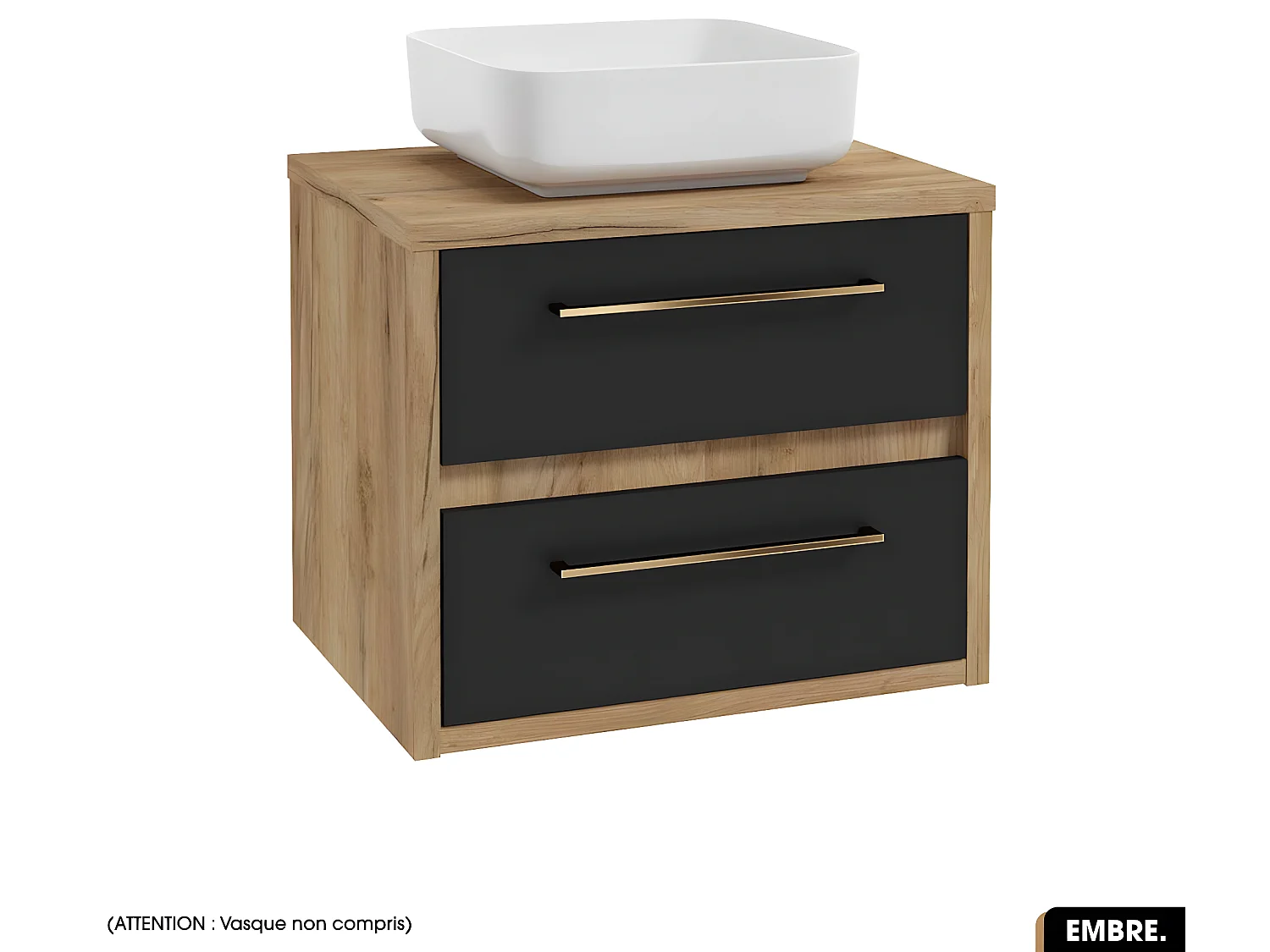 Meuble sous vasque | EMBRE | Noir | 60 x 50 x 45 cm