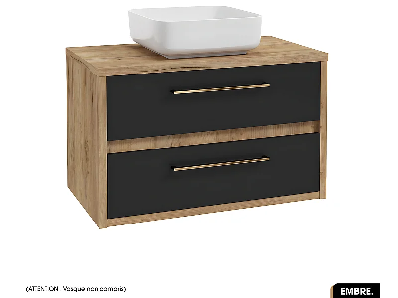 Meuble sous vasque | EMBRE | Noir | 80 x 50 x 45 cm