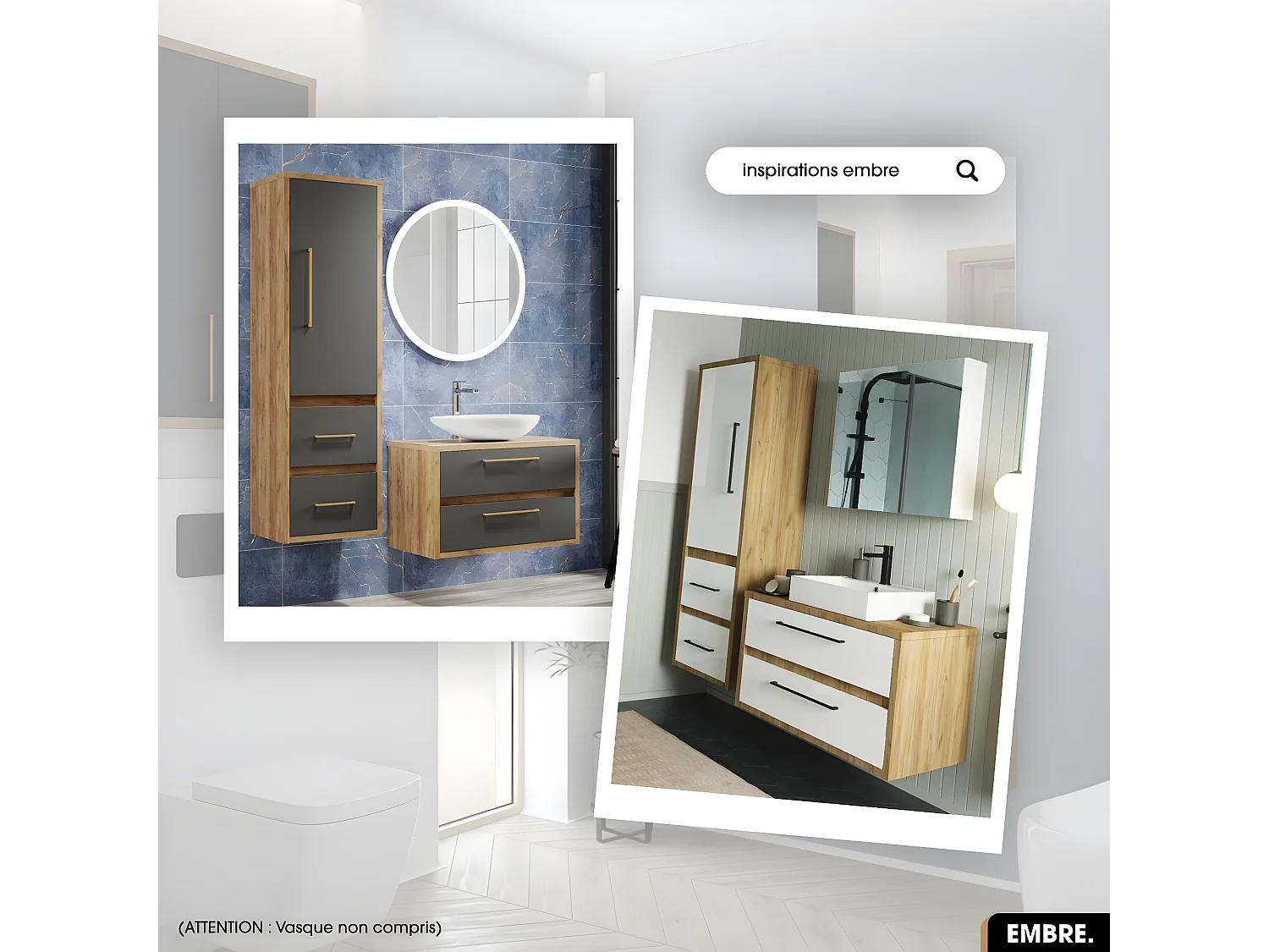 Meuble sous vasque | EMBRE | Noir | 80 x 50 x 45 cm