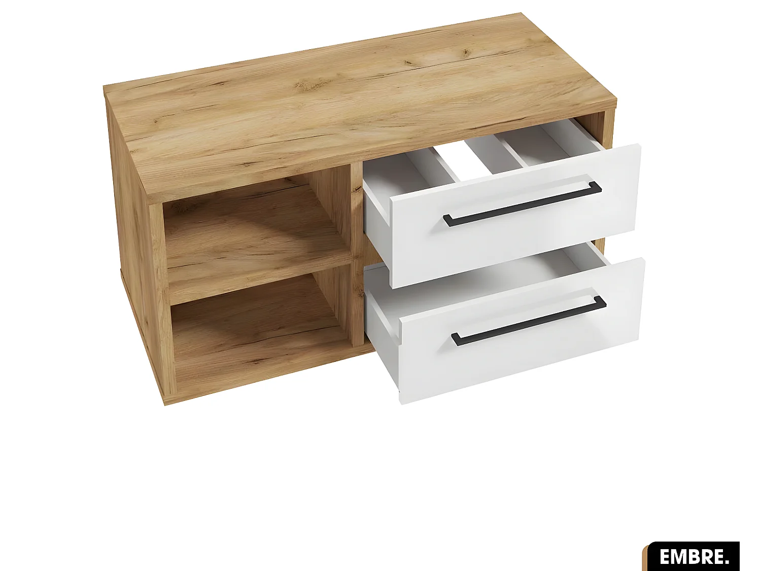 Ensemble meuble sous vasque avec vasque à poser - Siphon OFFERT | EMBRE | Blanc | 100 x 50 x 45 cm