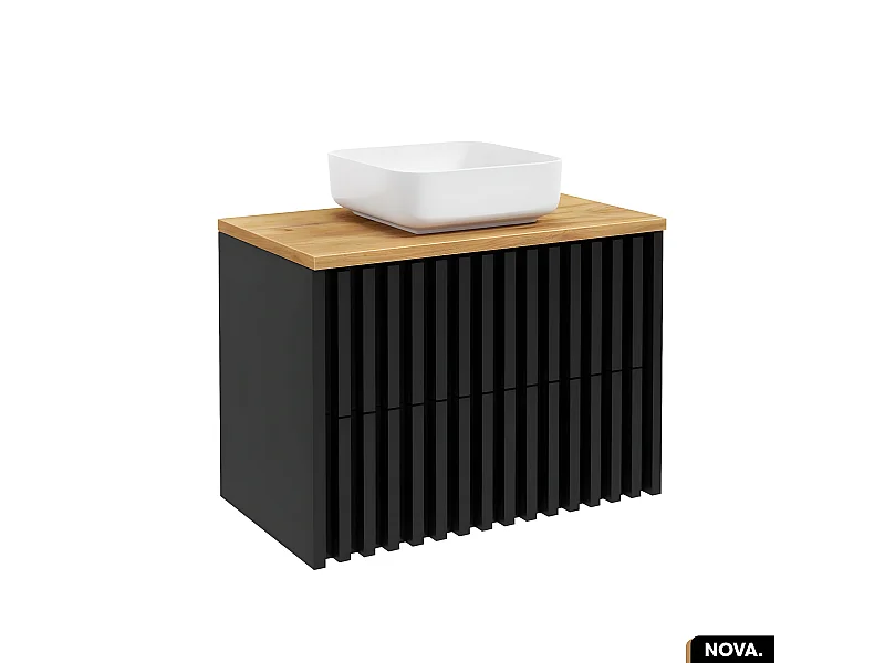 Meuble sous vasque - version tiroirs | NOVA | NOIR | 80 x 56 x 45 cm