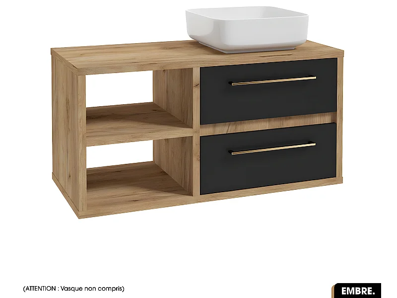 Meuble sous vasque | EMBRE | Noir | 100 x 50 x 45 cm