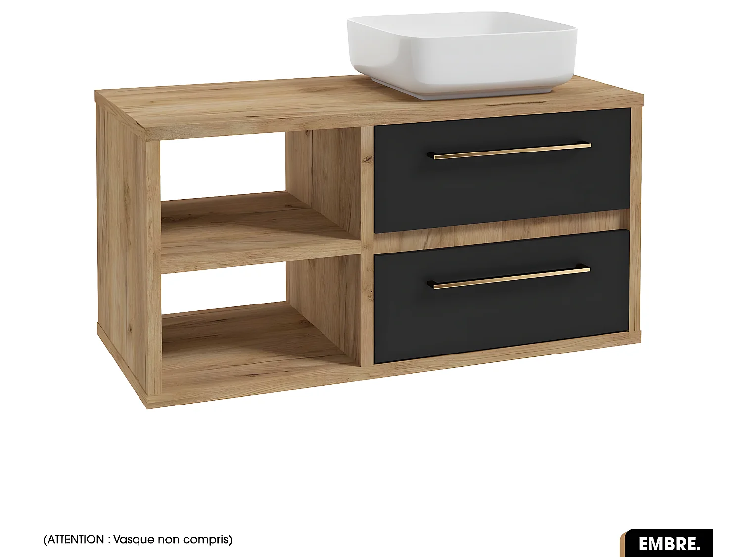 Meuble sous vasque | EMBRE | Noir | 100 x 50 x 45 cm