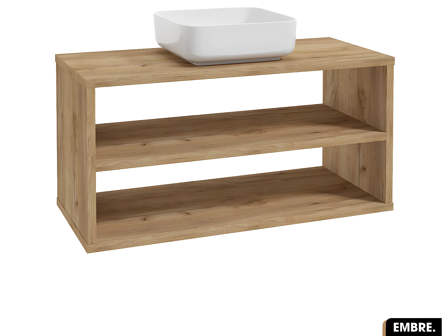 Ensemble meuble sous vasque avec vasque à poser - Siphon OFFERT | EMBRE | OAK | 100 x 50 x 45 cm