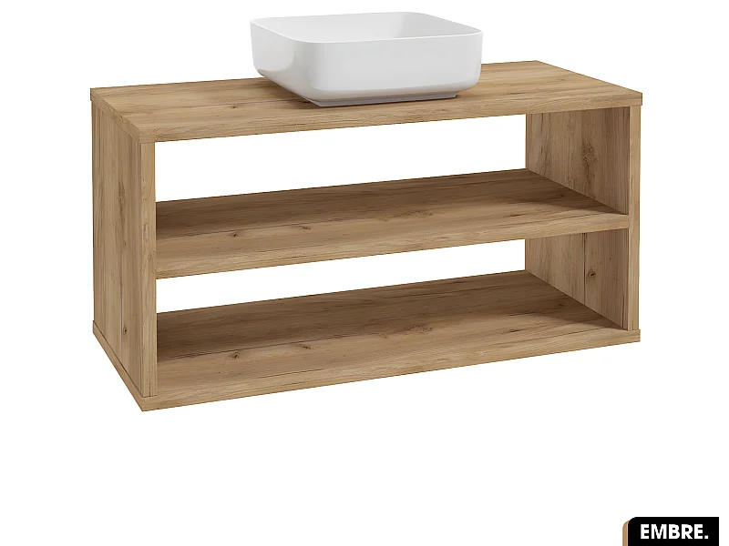 Ensemble meuble sous vasque avec vasque à poser - Siphon OFFERT | EMBRE | OAK | 100 x 50 x 45 cm