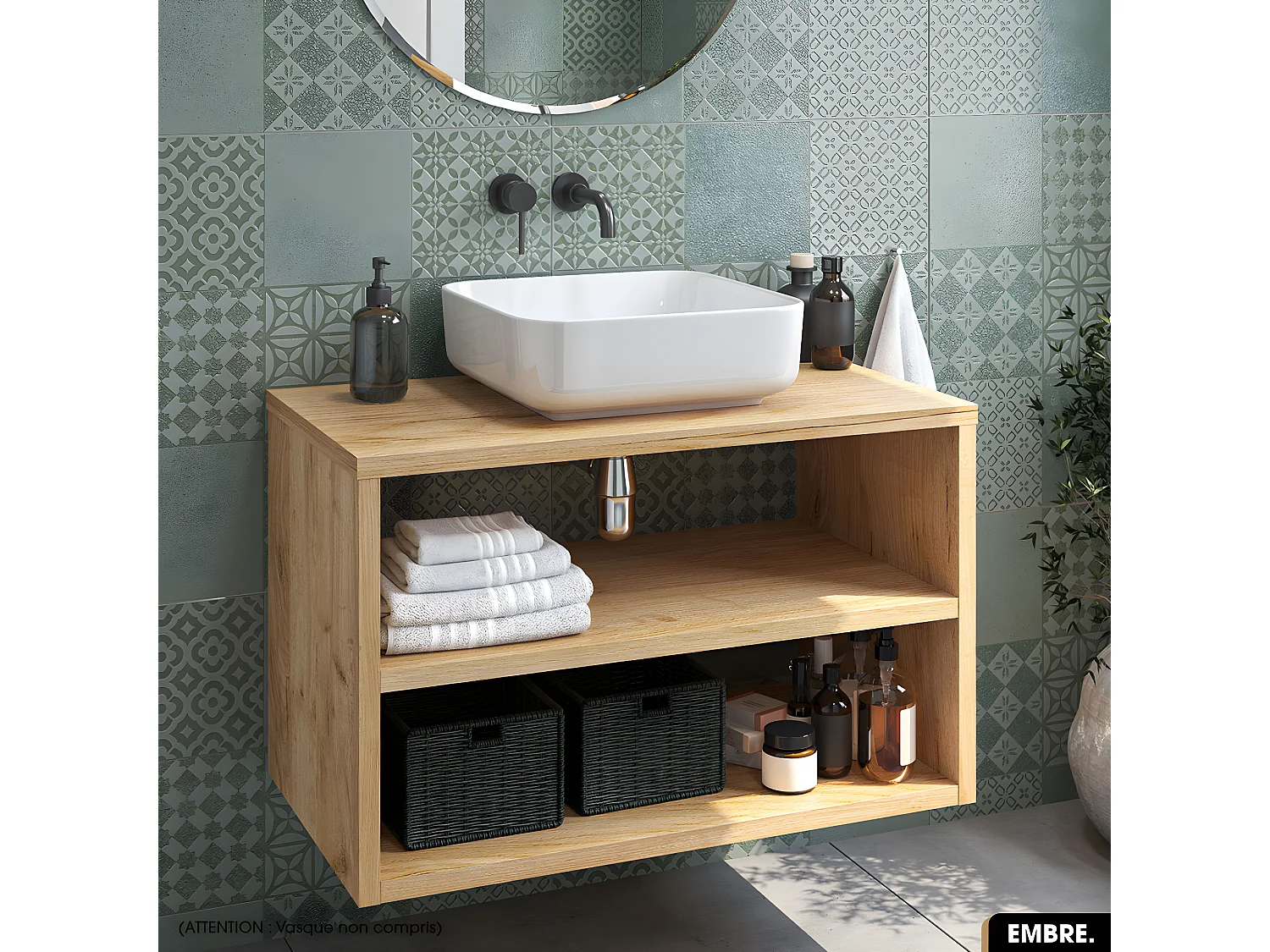Meuble sous vasque | EMBRE | OAK | 100 x 50 x 45 cm