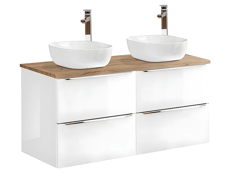 Mueble doble lavabo 120 cm April Blanco y Madera