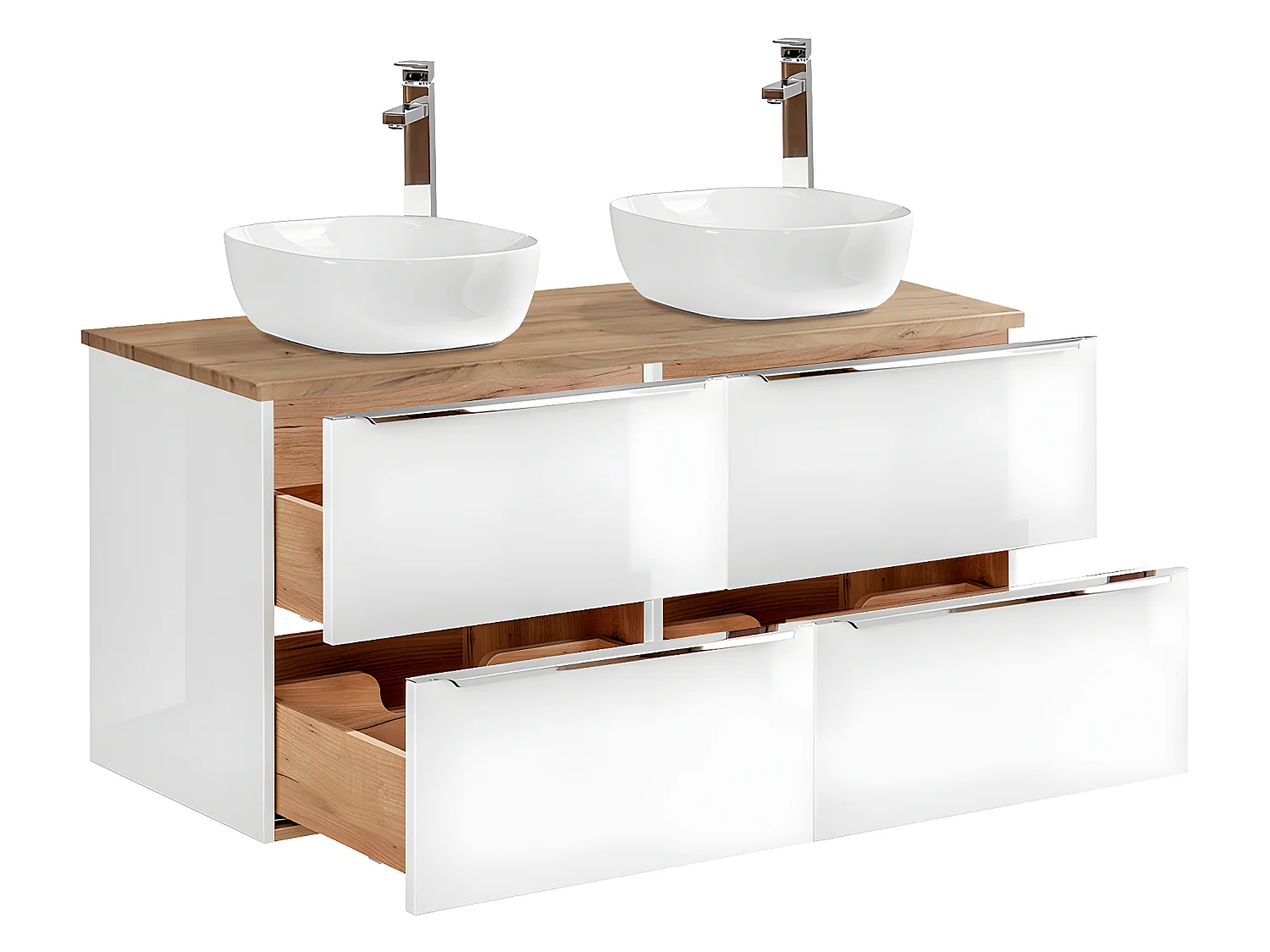 Meuble double vasque 120cm April Blanc et Bois