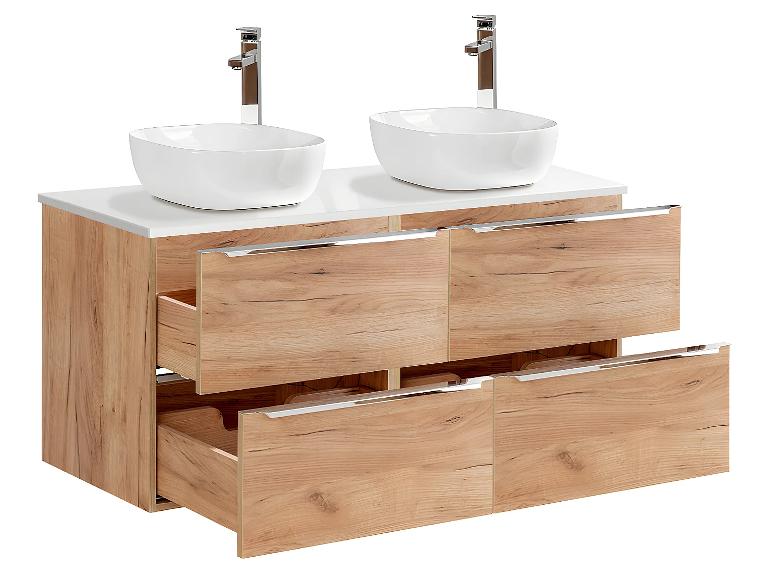 Meuble double vasque 120cm April Bois et Blanc