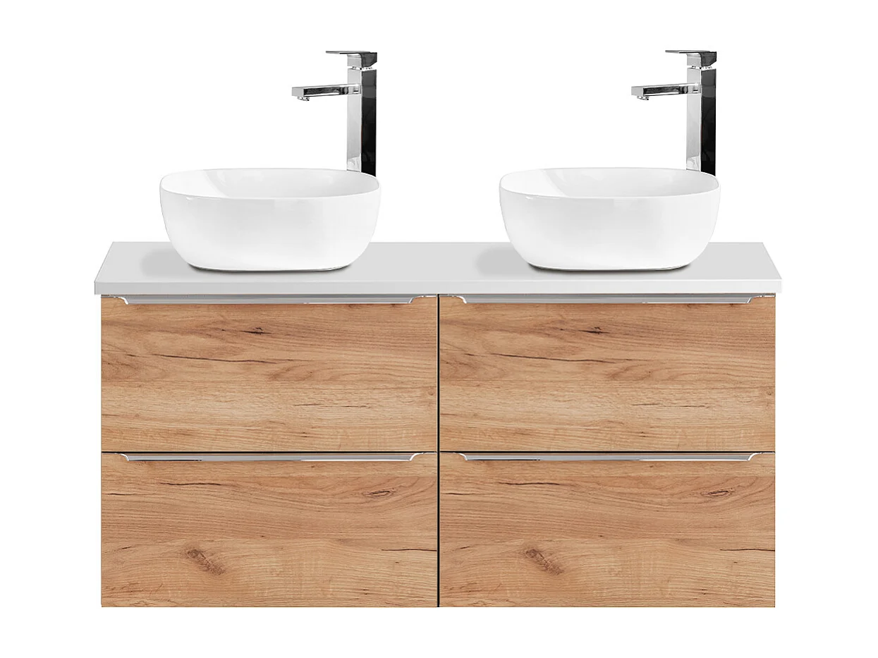 Mobile bagno doppio lavabo April marrone 120cm