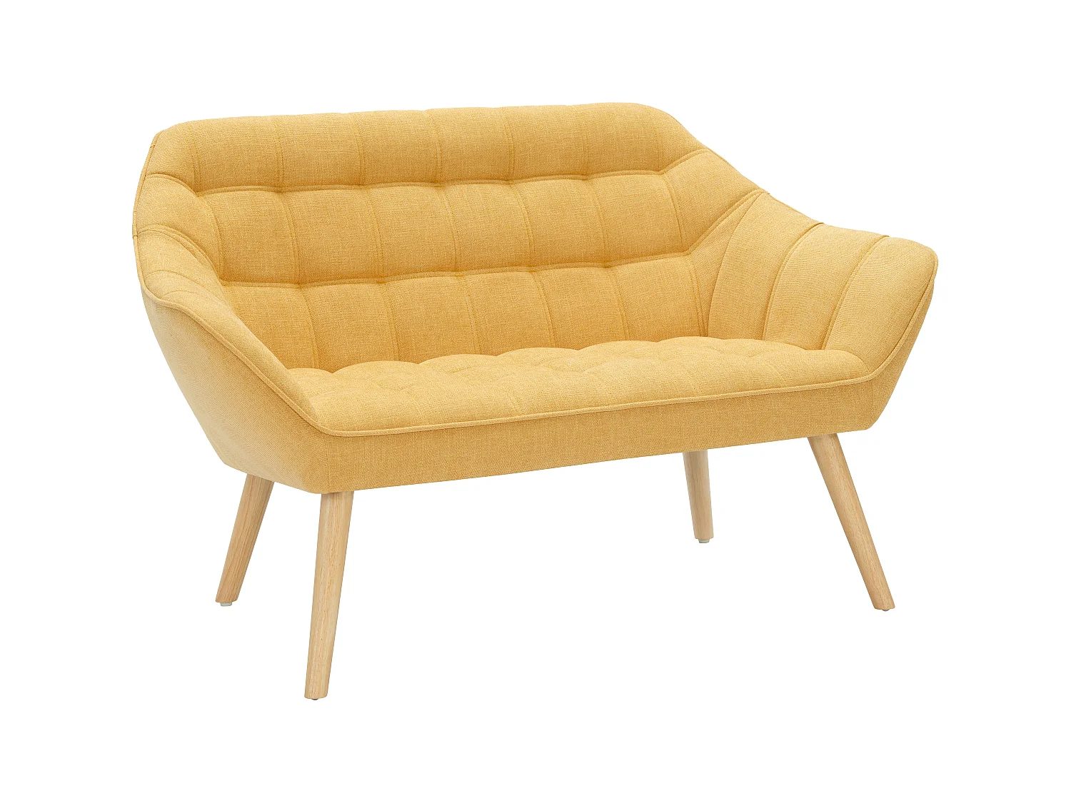 Canapé 2 places et fauteuil en tissu jaune moutarde CASERTA