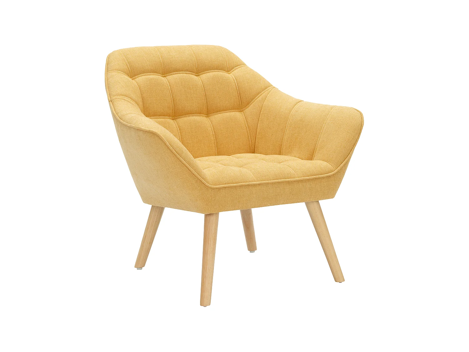 Canapé 2 places et fauteuil en tissu jaune moutarde CASERTA