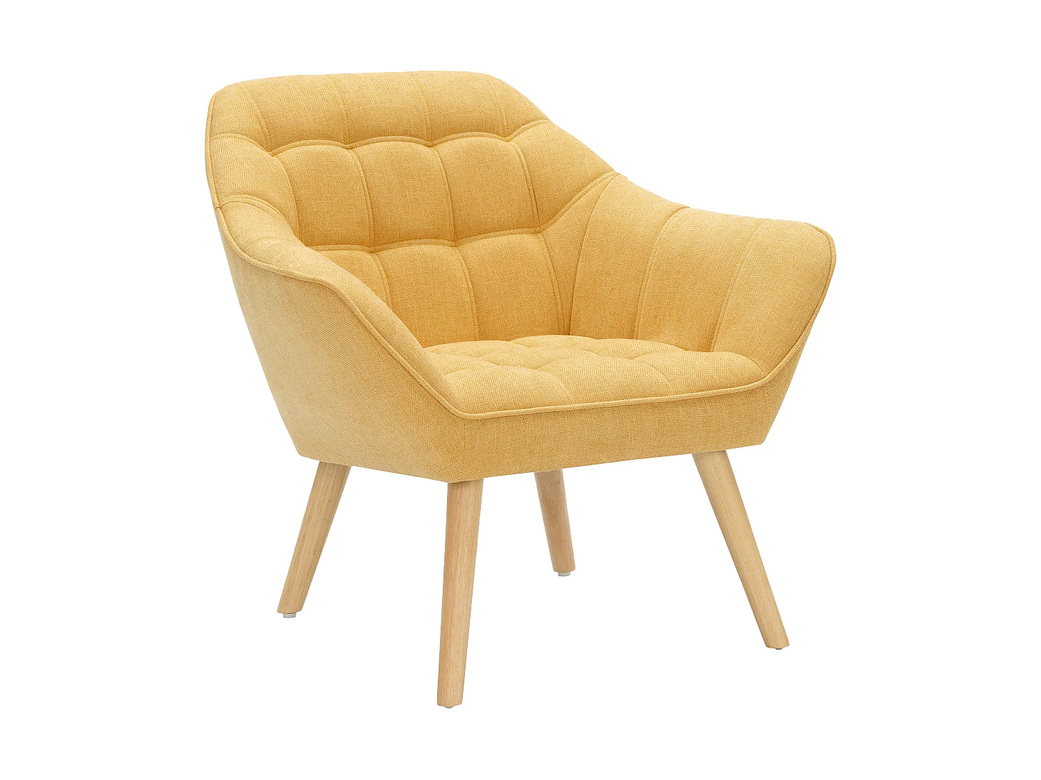 Canapé 2 places et fauteuil en tissu jaune moutarde CASERTA