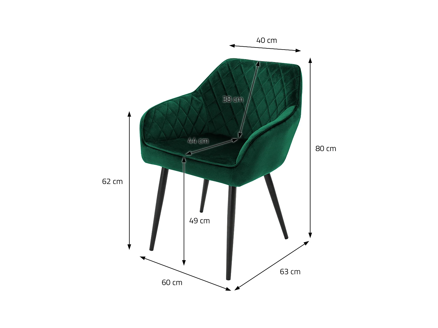 Juego de 6 sillas de comedor tapizadas en terciopelo verde sillones de salón