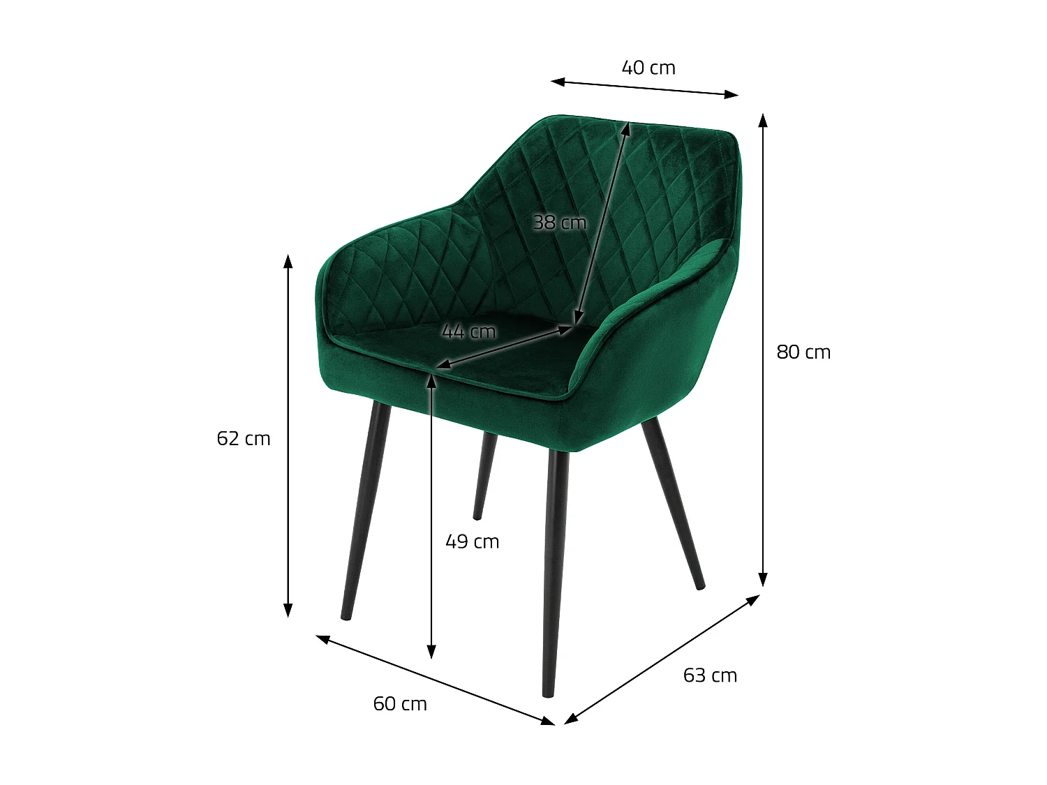 Juego de 6 sillas de comedor tapizadas en terciopelo verde sillones de salón