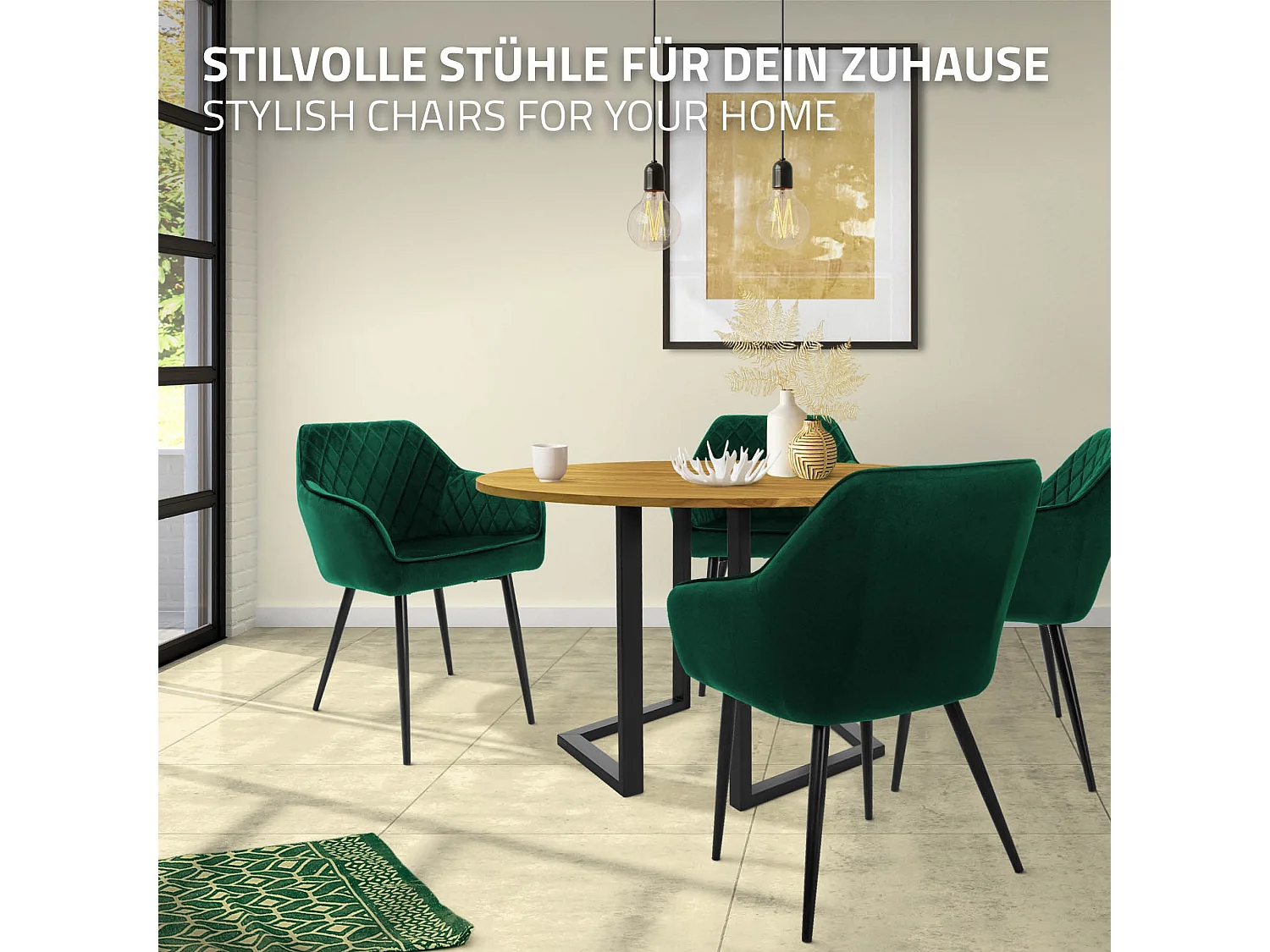 ML-Design 6x Sillas de comedor color verde oscuro en tapizado de terciopelo sillones con respaldo alto asientos modernos con patas de metal negro