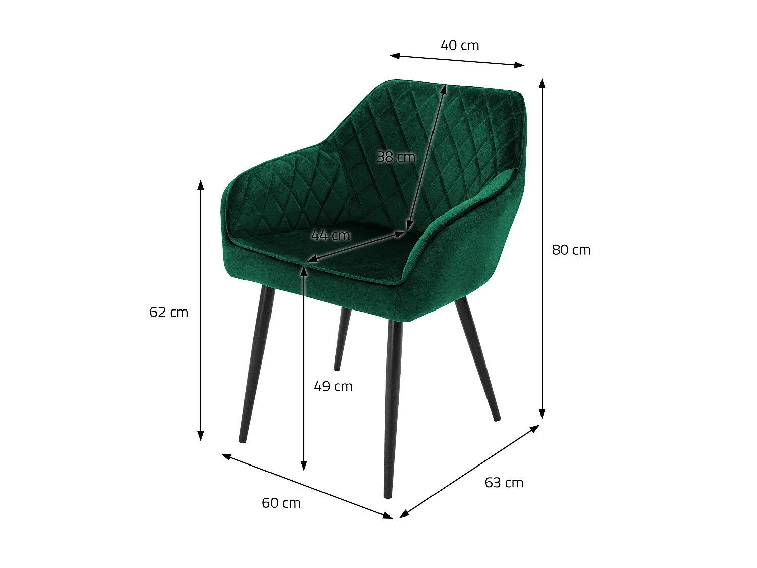 ML-Design 6x Sillas de comedor color verde oscuro en tapizado de terciopelo sillones con respaldo alto asientos modernos con patas de metal negro