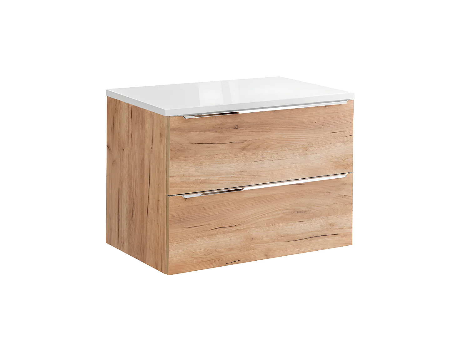 Meuble sous-vasque 80cm plan de toilette April Bois et Blanc