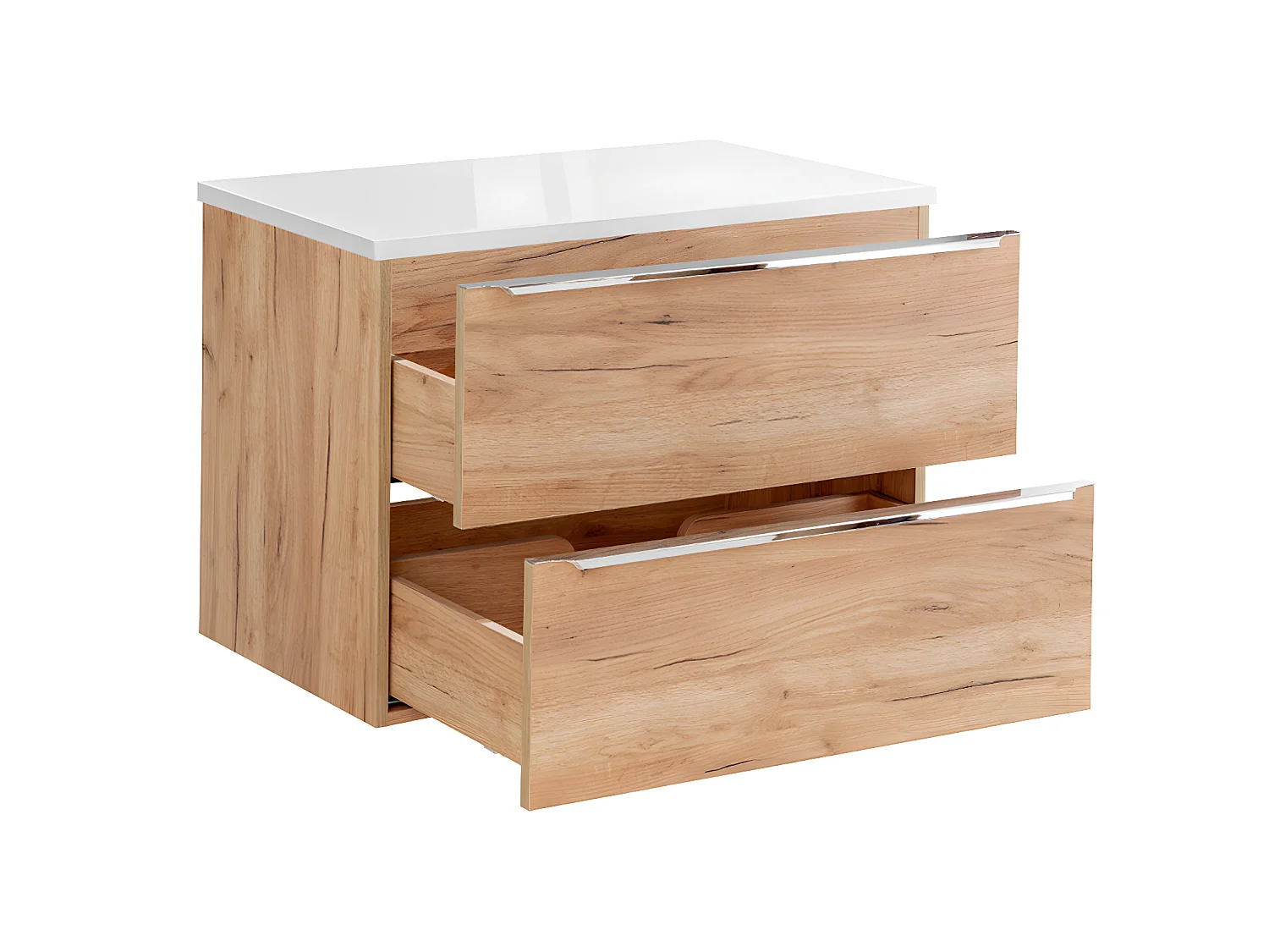 Meuble sous-vasque 80cm plan de toilette April Bois et Blanc