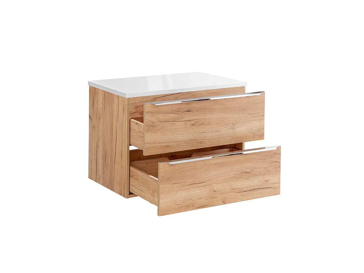 Meuble sous-vasque 80cm plan de toilette April Bois et Blanc