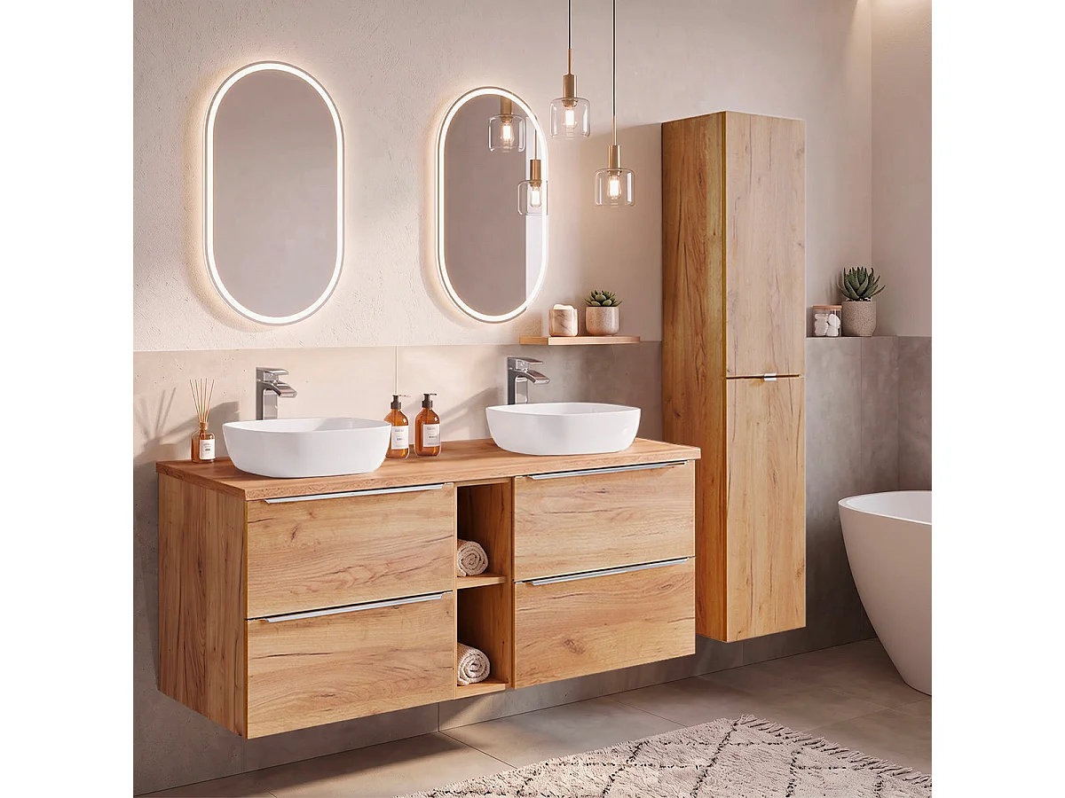 Meuble sous-vasque 140cm 2 niches April Bois