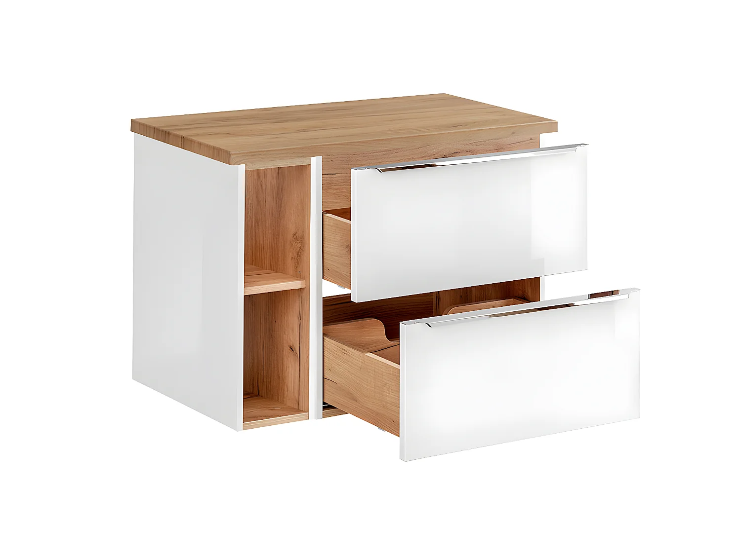 Meuble sous-vasque 80cm 2 niches April Blanc et Bois