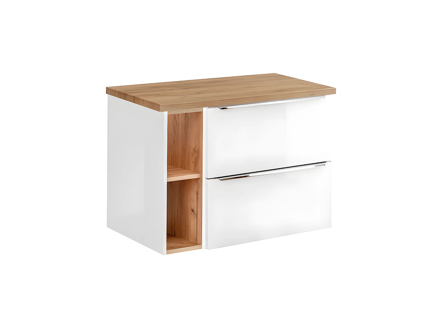 Meuble sous-vasque 80cm 2 niches April Blanc et Bois