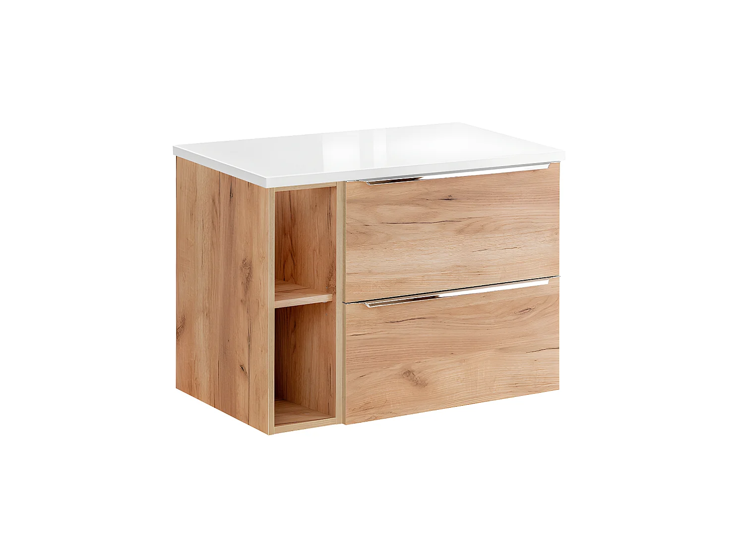 Meuble sous-vasque 80cm 2 niches April Bois et Blanc