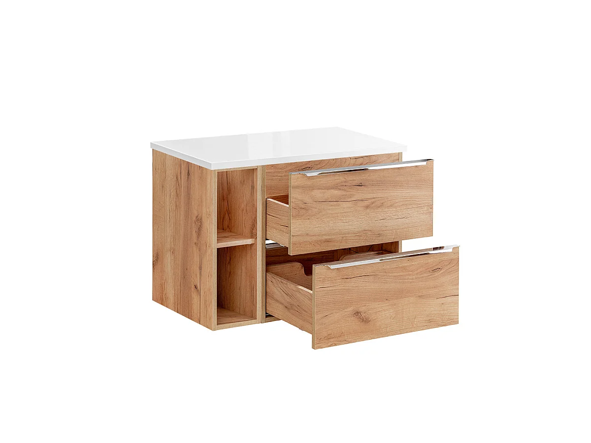 Meuble sous-vasque 80cm 2 niches April Bois et Blanc