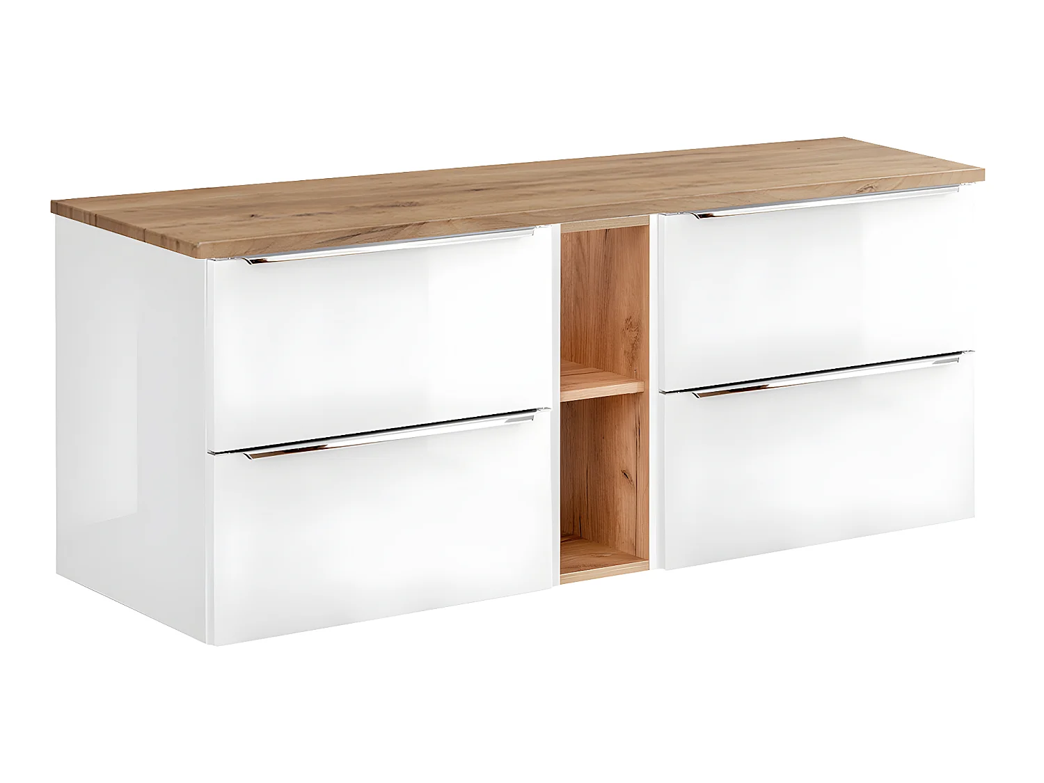 Meuble sous-vasque 140cm 2 niches April Blanc et Bois