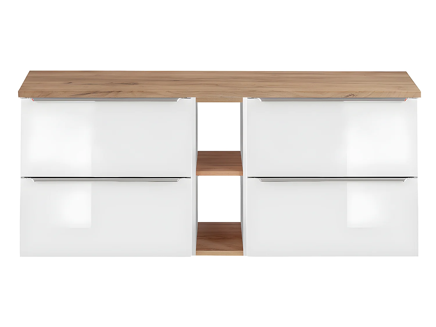 Meuble sous-vasque 140cm 2 niches April Blanc et Bois