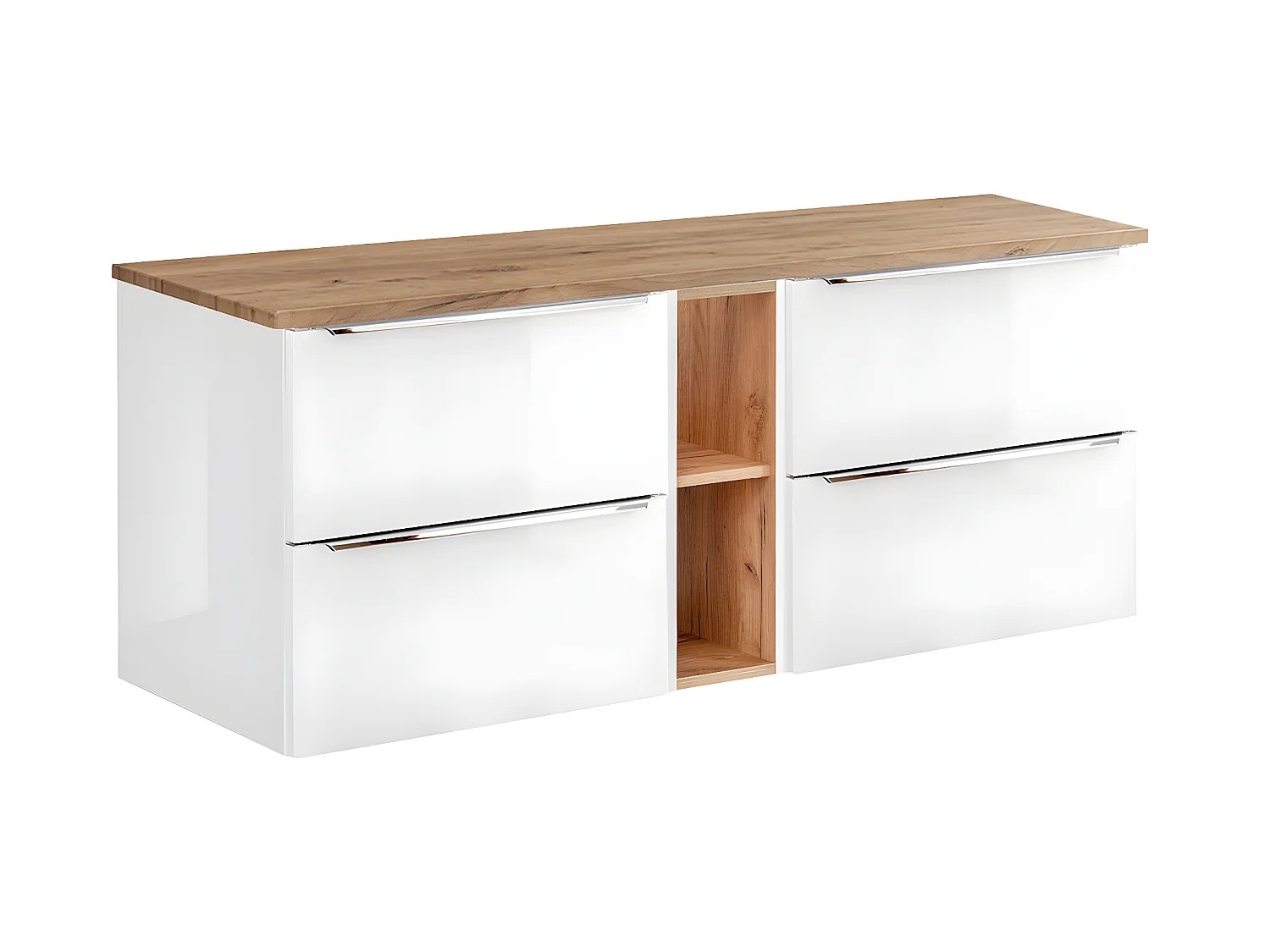 Meuble sous-vasque 140cm 2 niches April Blanc et Bois