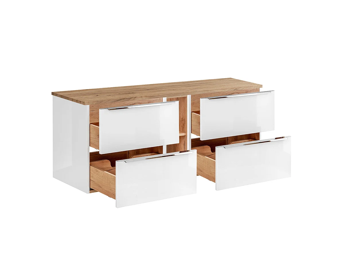 Meuble sous-vasque 140cm 2 niches April Blanc et Bois
