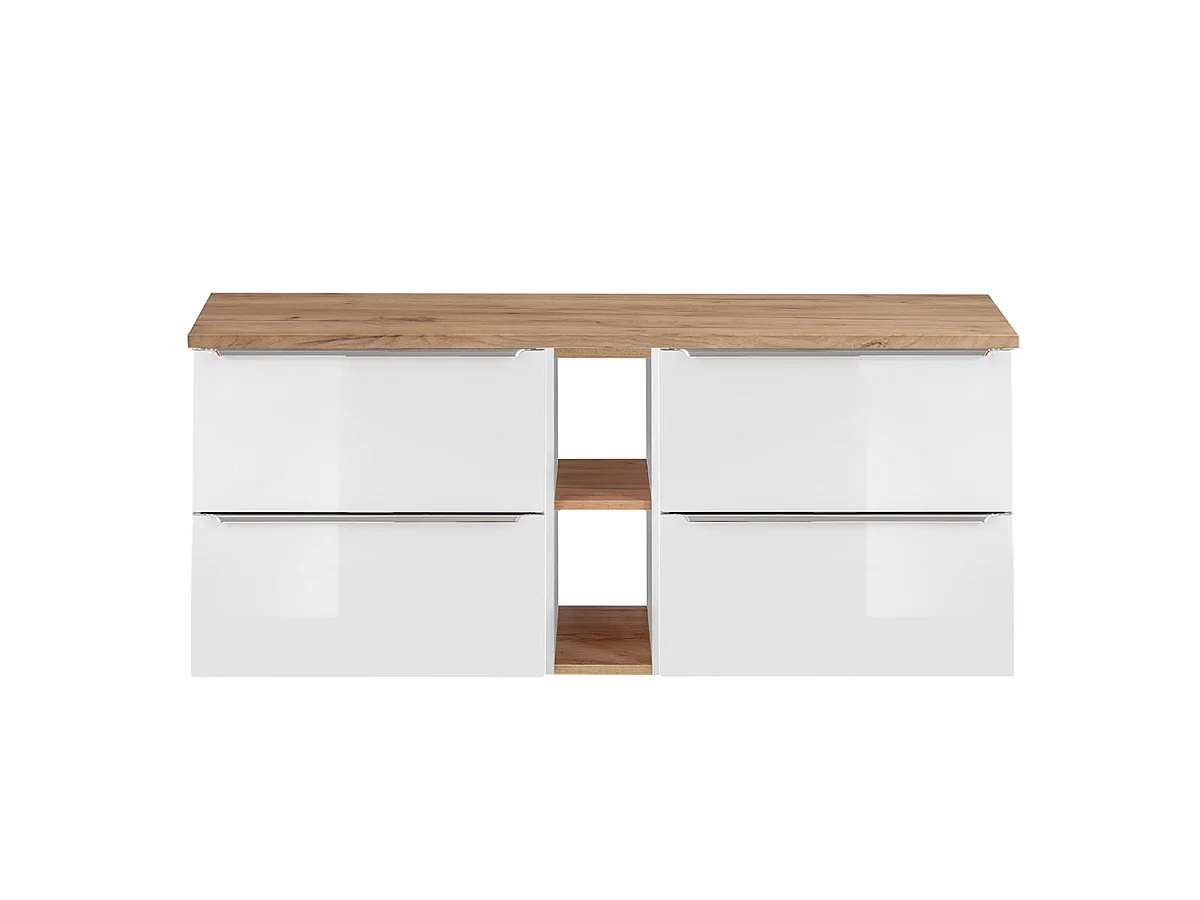 Meuble sous-vasque 140cm 2 niches April Blanc et Bois