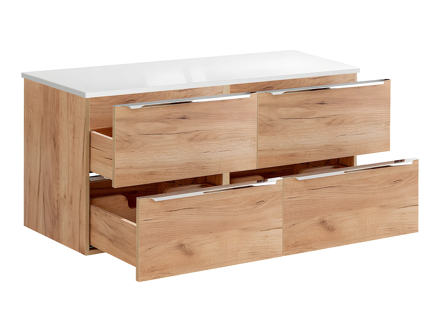 Meuble sous-vasque 120cm plan de toilette April Bois et Blanc