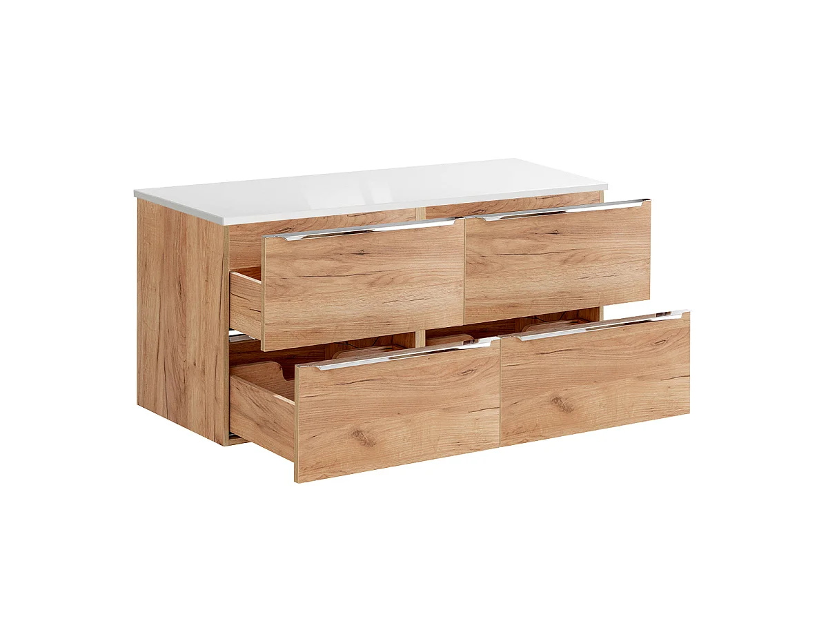 Meuble sous-vasque 120cm plan de toilette April Bois et Blanc